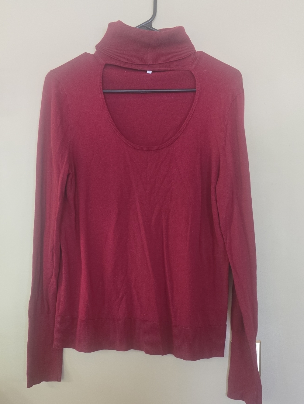 1. State Cutout Turtleneck Long Sleeve Sweater - Burgundy